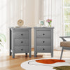 Wooden Nightstand Set of 2 with 3 Drawers and Stable Structure-Grey