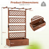Wooden Planter Box Raised Garden Bed with Lattice Trellis-Brown