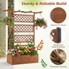 Wooden Planter Box Raised Garden Bed with Lattice Trellis-Brown