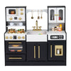 Wooden Play Kitchen with Realistic Lights and Sounds for Boys Girls 3+-Black