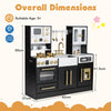 Wooden Play Kitchen with Realistic Lights and Sounds for Boys Girls 3+-Black