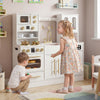 Wooden Play Kitchen with Realistic Lights and Sounds for Boys Girls 3+-White