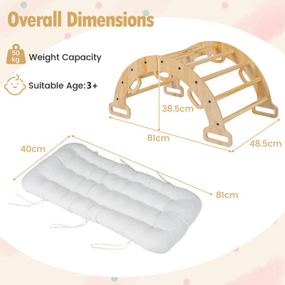 Dimensions of the wooden climbing arch and its cushion