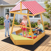 Wooden Ship-shaped Sandpit with Steering Wheel for Aged 18 Months+-Yellow