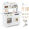 Wooden Toddler Play Kitchen with 17 Pieces Accessories-White