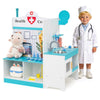 Wooden Toy Medical Center Playset with Faucet and ECG Monitor for Aged 3-6-Blue