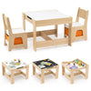Wooden Activity Table with 2 Seats and Detachable Dual-Sided Tabletop-Natural