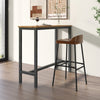 Wooden Bar Stool set of 2 with Chic Low Back and Metal Legs-Brown