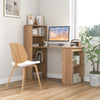 Modern 3-in-1 Wooden Computer Desk with 6-Tier Storage Bookshelves-Natural