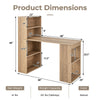 Modern 3-in-1 Wooden Computer Desk with 6-Tier Storage Bookshelves-Natural