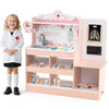Wooden Doctor Play Set Kids Medical Center with Storage for Boys and Girls 3+ Years Old-Pink