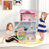 Wooden Dollhouse with Working Elevator and Rotatable Staircase-Pink