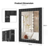 80 x 60 cm Wooden Framed Wall Mirror with Metal Hooks-Black