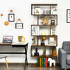 6-tier S-shaped Wooden Industrial Bookshelf-Brown