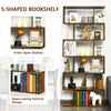 6-tier S-shaped Wooden Industrial Bookshelf-Brown