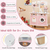 Wooden Kids Kitchen Playset with Coffee Maker for 3+ Years Old-Pink