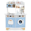 Wooden Kids Kitchen Playset Play Kitchen with Coffee Maker for 3+ Years Old-Blue