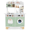 Wooden Kids Kitchen Playset with Coffee Maker for 3+ Years Old-Green