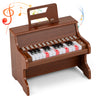 Wooden Kids Piano Keyboard 25 Keys Digital Piano with Music Stand Music Learning Gift for 3+ Kids-Brown
