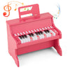 Wooden Kids Piano Keyboard 25 Keys Digital Piano with Music Stand Music Learning Gift for 3+ Kids-Pink