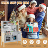 Wooden Kids Play Kitchen Set with Microwave Stoves Oven-Grey
