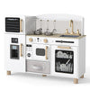 Wooden Kids Play Kitchen with Ice Maker and Fabric Drawer-White
