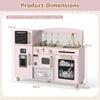 Wooden Kids Play Kitchen with Ice Maker and Fabric Drawer-Pink