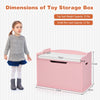 Wooden Kids Toy Box and Bench with Cushion and Handles-Pink