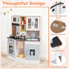 Wooden Kitchen Playset with Sound and Light for Boys Girls-Gray & White