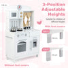 Wooden Play Kitchen for Kids with 3 Adjustable Heights with Stoves and Ice Maker-White