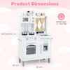 Wooden Play Kitchen for Kids with 3 Adjustable Heights with Stoves and Ice Maker-White