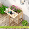 63 x 34 x 74 cm Wooden Raised Garden Bed with Legs and Foldable Side Table