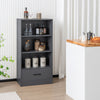Wooden Storage Bookshelf Cabinet with 3-Tier Open Shelves and Drawer-Grey