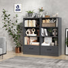 Wooden Storage Bookshelf Cabinet with 3-Tier Open Shelves and Drawer-Grey