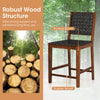 Woven Bar Stools Set of 2 with Faux PU Leather Straps-Black & Brown