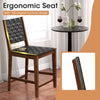Woven Bar Stools Set of 2 with Faux PU Leather Straps-Black & Brown
