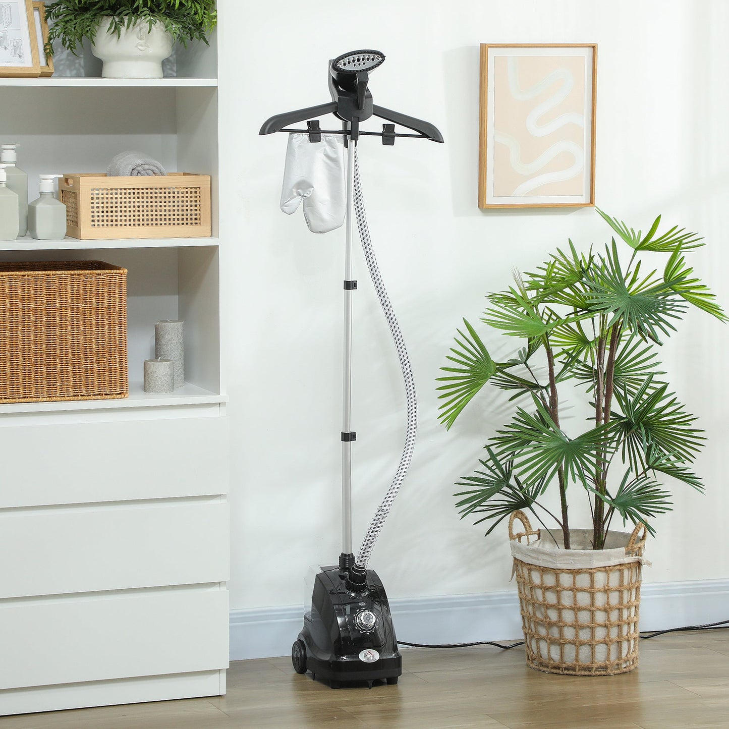 HOMCOM Clothes Steamer with Adjustable Pole Clothes Steamer 11 Steam Levels 41-110 cm Black