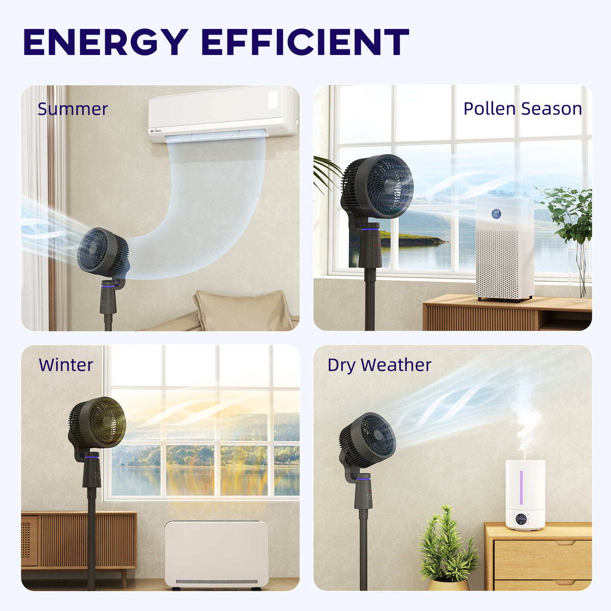 HOMCOM Pedestal Air Circulation Fan with Oscillating in Black