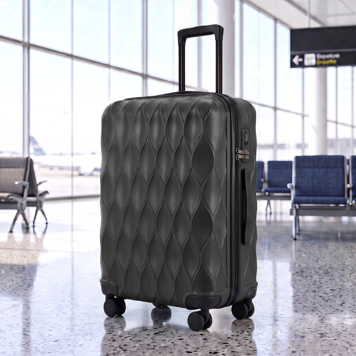 HOMCOM 2-Piece Luggage Set, ABS Hard Shell Carry On Suitcase Set with TSA Lock, Spinner Wheels, 12/20 inch, Black