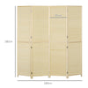 HOMCOM Room Divider, Freestanding Privacy Screen, 4 Panel Folding, 180 x 180cm, Natural