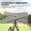 Outsunny 3 Seater Canopy Swing Chair, Outdoor Garden Swing Seat with Adjustable Canopy, Cushions and Cup Trays, Steel Frame, Light Grey