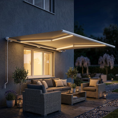 Outsunny Full Cassette Electric/Manual Retractable Awning in Grey