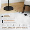 HOMCOM Floor Lamp with Remote, Height Adjustable Standing Lamp with Linen Shade, Dimmable with 3000K-6000K Adjustable Colour Temperatures, Foot Switch for Living Room Bedroom Office, Black