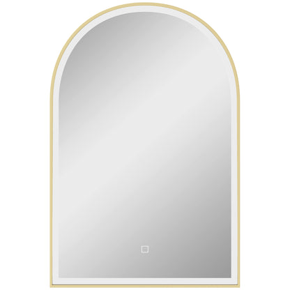 HOMCOM Bathroom Mirror with LED Lights in Gold Tone