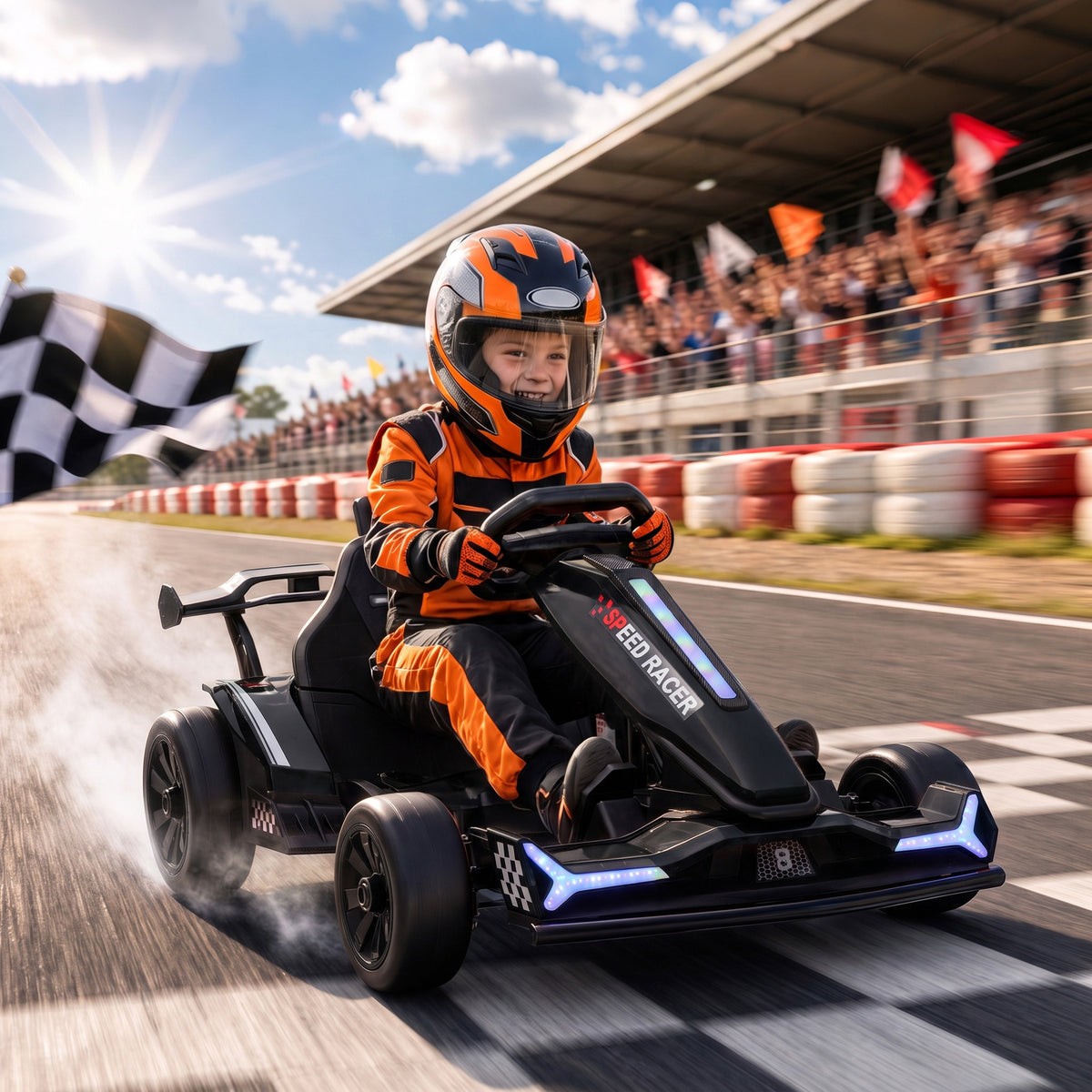 AIYAPLAY 24V Electric Go Kart in Black