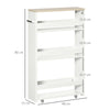 kleankin Storage Cart, 4-Tier Compact Storage Trolley on Wheels and Handle, 48W x 15D x 80H cm, White