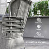 Outsunny Garden PE Rattan Dining Sofa Set, Outdoor 4 Seater Wicker Furniture, High Back Chairs with Cushions, Tempered Glass Coffee Table for Patio, Light Grey