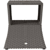 Outsunny Rattan Outdoor Coffee Table, Wicker Garden Patio Bistro Side Table with Umbrella Hole and Storage Space, Dark Grey
