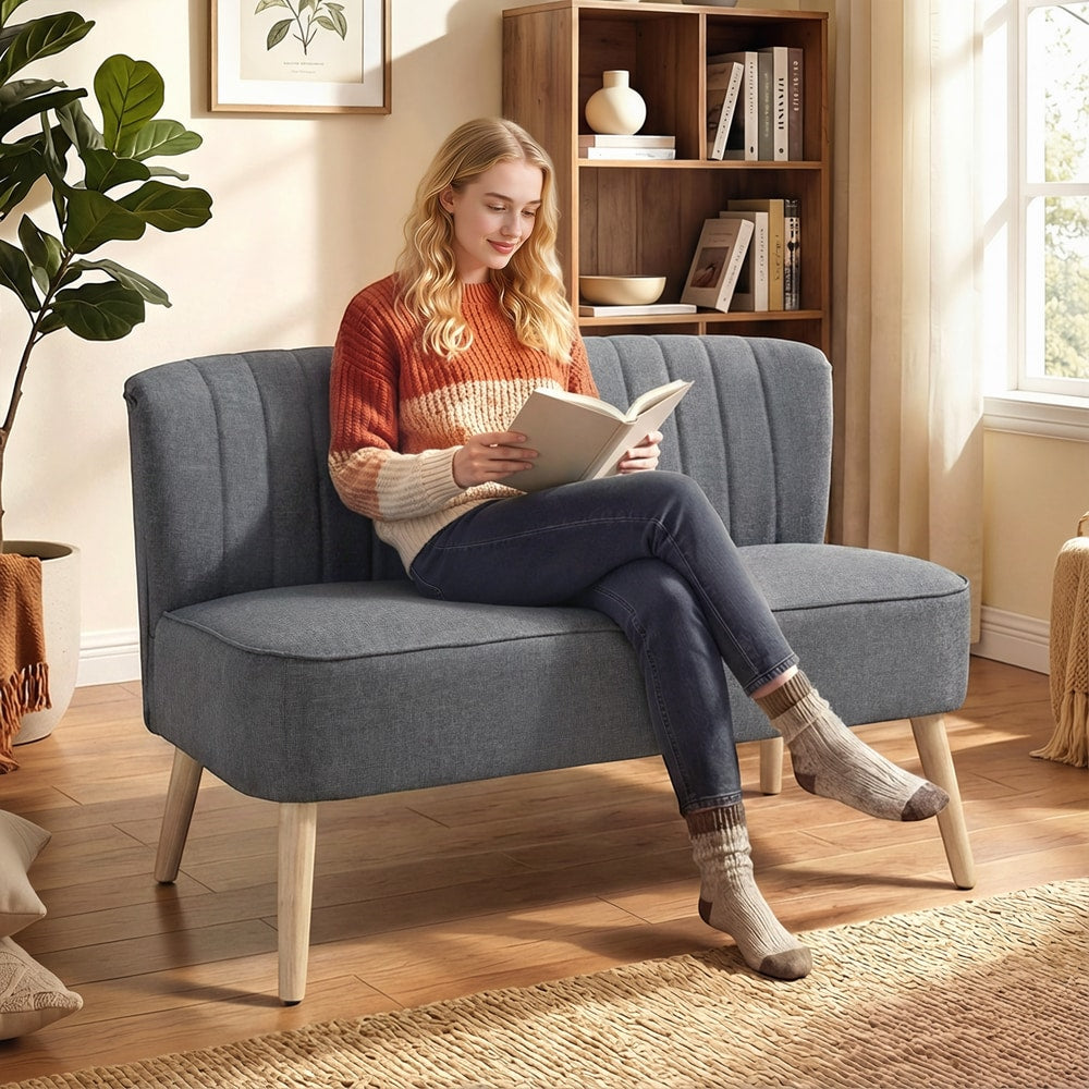 HOMCOM Modern Double Seat Sofa in Grey