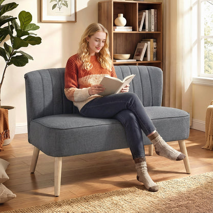 HOMCOM Modern Double Seat Sofa in Grey